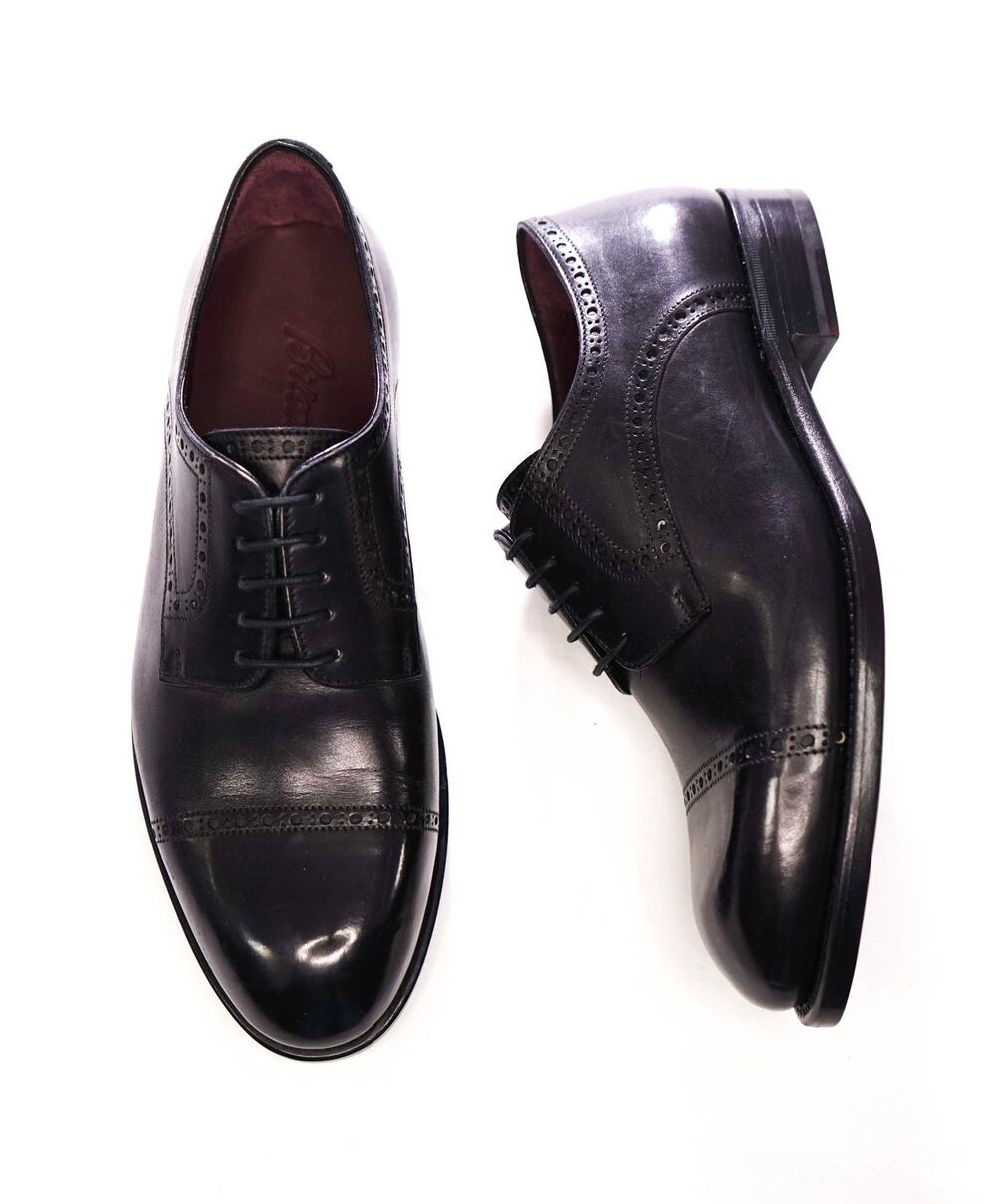 $1,750 BRIONI - Black GOODYEAR Leather Derby - US 7 (6UK)